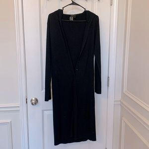 BCBG long cardigan dress with hood